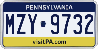 PA license plate MZY9732