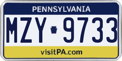 PA license plate MZY9733