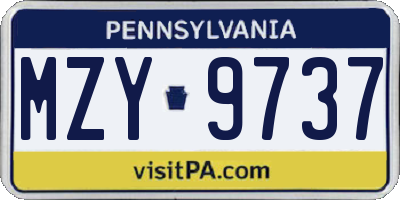 PA license plate MZY9737