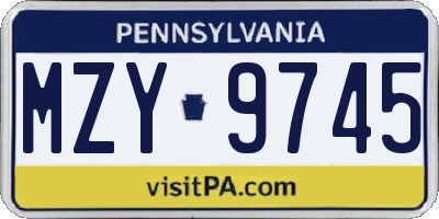 PA license plate MZY9745
