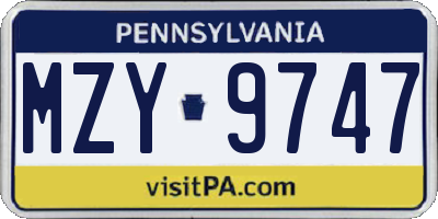 PA license plate MZY9747
