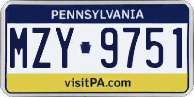 PA license plate MZY9751