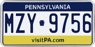 PA license plate MZY9756