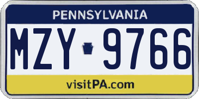 PA license plate MZY9766