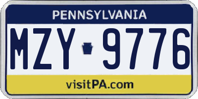 PA license plate MZY9776