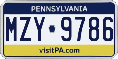 PA license plate MZY9786