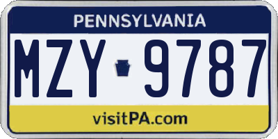 PA license plate MZY9787