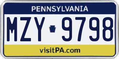 PA license plate MZY9798