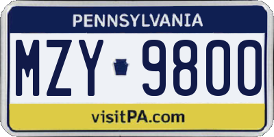PA license plate MZY9800