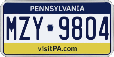 PA license plate MZY9804