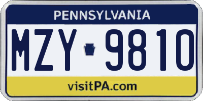 PA license plate MZY9810