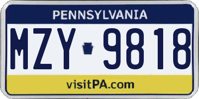PA license plate MZY9818