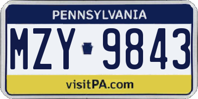 PA license plate MZY9843