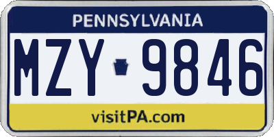 PA license plate MZY9846