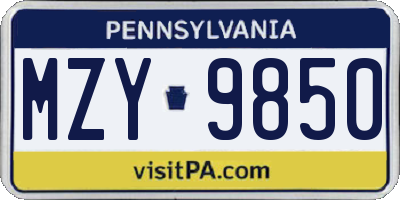 PA license plate MZY9850