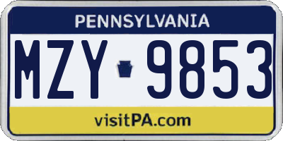 PA license plate MZY9853