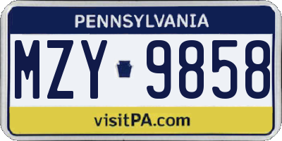 PA license plate MZY9858