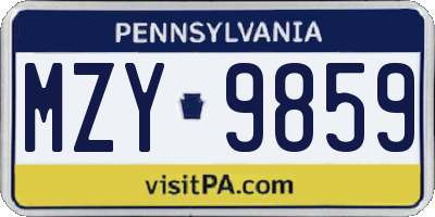 PA license plate MZY9859