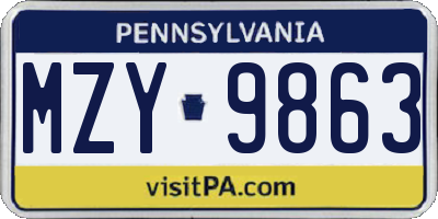 PA license plate MZY9863