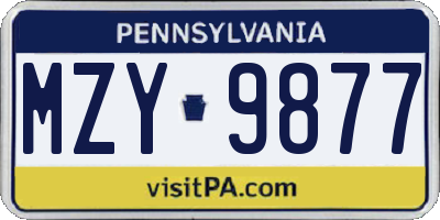 PA license plate MZY9877