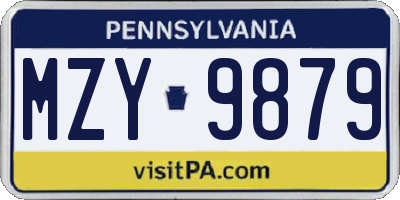 PA license plate MZY9879