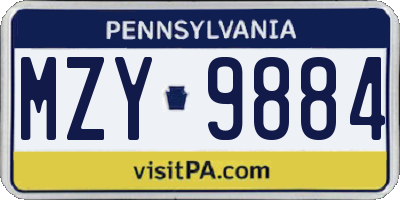 PA license plate MZY9884