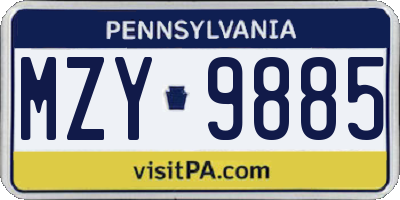 PA license plate MZY9885