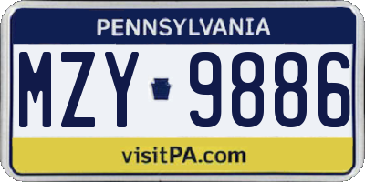 PA license plate MZY9886
