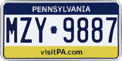 PA license plate MZY9887
