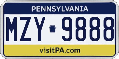 PA license plate MZY9888