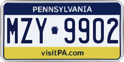 PA license plate MZY9902