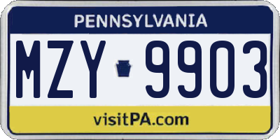 PA license plate MZY9903