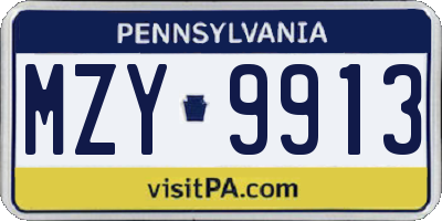 PA license plate MZY9913