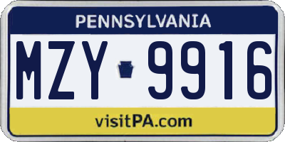 PA license plate MZY9916