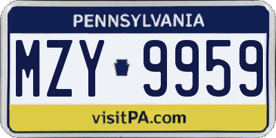 PA license plate MZY9959