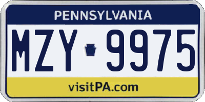 PA license plate MZY9975