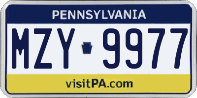PA license plate MZY9977