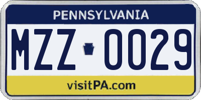 PA license plate MZZ0029
