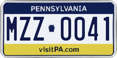 PA license plate MZZ0041