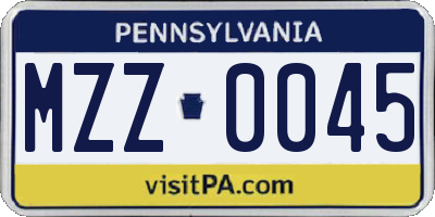 PA license plate MZZ0045