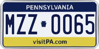 PA license plate MZZ0065