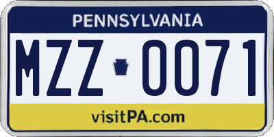 PA license plate MZZ0071