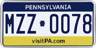 PA license plate MZZ0078