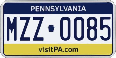 PA license plate MZZ0085