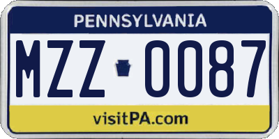 PA license plate MZZ0087