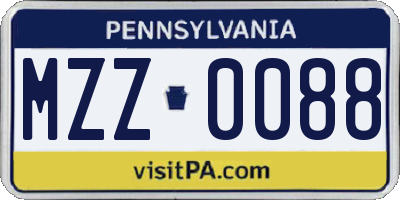 PA license plate MZZ0088