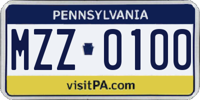 PA license plate MZZ0100