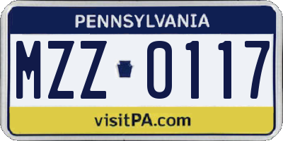 PA license plate MZZ0117