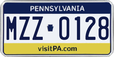 PA license plate MZZ0128