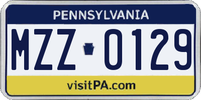 PA license plate MZZ0129